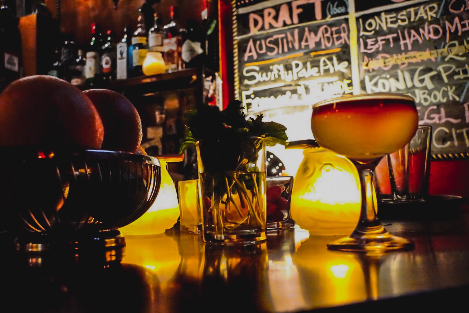 Firehouse Lounge cocktails — Austin nightlife